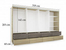 CZR-318 tolóajtós gardróbszekrény 318 cm