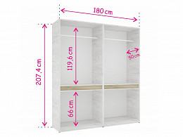 BSS-180 gardróbszekrény RGB LED világítással 180 cm