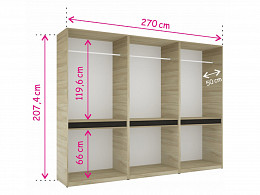 BSS-270 tükrös gardróbszekrény RGB LED világítással 270 cm