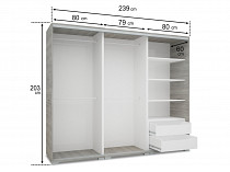 ISA-239 tolóajtós gardróbszekrény 239 cm, zöld levelibéka