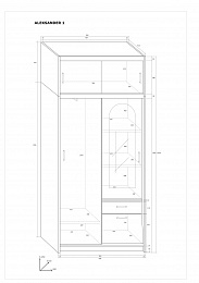 Aleksander 1 Z  tolóajtós gardróbszekrény tükörrel - Éger