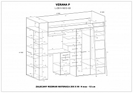 Verana galériaágy jobbos - Világos Sonoma tölgy - Fehér