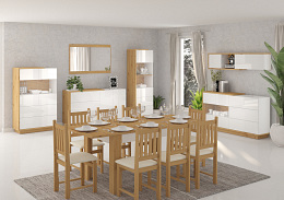 Hybrid vitrin 2 üveges ajtó 2 fiók - Artisan tölgy - Fényes fehér