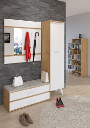 Nordis vitrin 2 ajtó 2 fiók - Artisan tölgy - Fehér