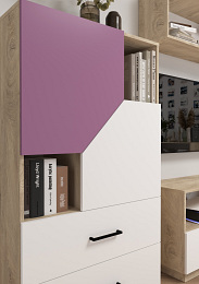 Pax 80 magas könyvespolc 1 ajtó 2 fiók - Endgrain tölgy - Fehér - Levendula