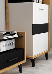 Box fali szekrény 1 ajtó - Artisan tölgy - Fehér - Fekete