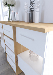 Nordis vitrin 2 ajtó 2 fiók - Artisan tölgy - Fehér