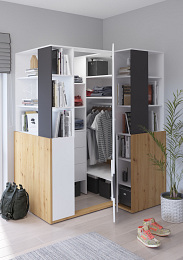 Hey komód 1 ajtó 2 fiók 125W - Artisan tölgy - Fehér - Szürke