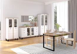 Cross TV-állvány 2 ajtó 1 fiók - Arany tölgy - Fehér