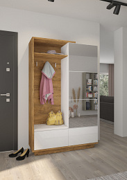 Hybrid könyvespolc 1 ajtó 3 fiók - Burgundy tölgy - Fényes fehér