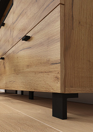 Vegas komód 2 ajtó 2 fiók - Arany tölgy - Fekete