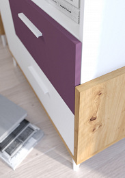 Hey könyvespolc 2 ajtó 2 fiók 65W - Artisan tölgy - Fehér - Lila