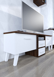 Nordis komód 2 ajtó 2 fiók - Sötét Sonoma tölgy - Fehér