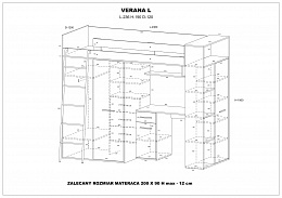 Verana galériaágy balos - Világos Sonoma tölgy - Lila