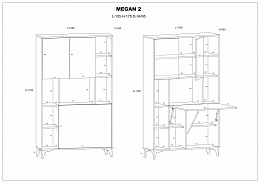 Megan 2 többfunkciós szekrény felhajtható asztallappal 3 ajtó - Világos Sonoma tölgy
