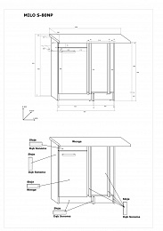 Milo S80NP alsó 100 cm széles 1-ajtós sarok konyhaszekrény elem