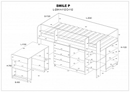 Smile galériaágy jobbos - Fehér tölgy - Szürke