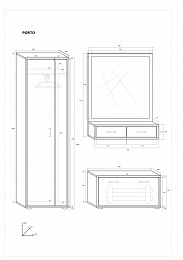 Porto előszoba bútor szett - Sötét Sonoma tölgy - Világos Sonoma tölgy