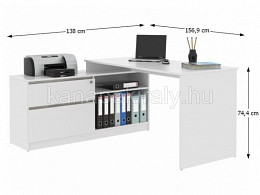 BENS-138 sarok számítógépasztal, 138 cm