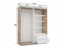 BRV-160 tolóajtós gardróbszekrény 160 cm