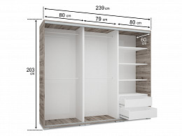 CPR-239 tükrös tolóajtós gardróbszekrény 239 cm