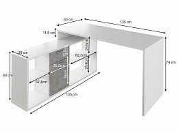 NEO-135 univerzálisan szerelhető sarok számítógépasztal, 135 cm