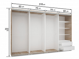 LX-318 tolóajtós gardróbszekrény 318 cm