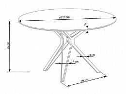 PXL-120 fix étkezőasztal, 120 cm