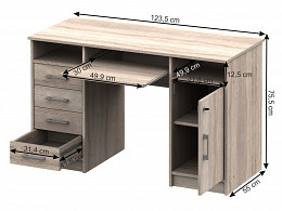 TMB-09 számítógépasztal, 124 cm