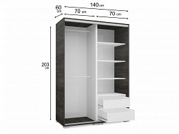 DMND-140 tolóajtós gardróbszekrény 140 cm