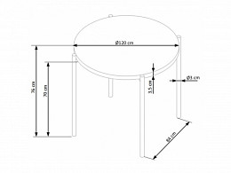 MRG-120 fix étkezőasztal, 120 cm