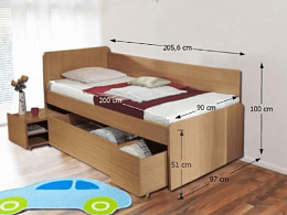 OOT-90 ágykeret fiókokkal 90x200