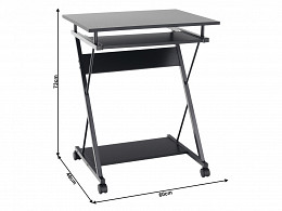 TARK-60 görgős gamer számítógépasztal billentyűzettartóval, 60 cm
