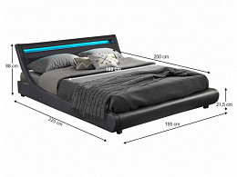 FEIA-180 Ágykeret ágyráccsal 180x200 RGB LED vílágítással matrac nélkül 