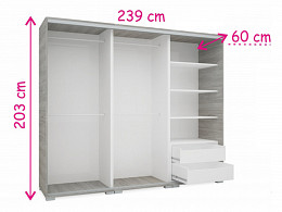 MRR-239 tükrös tolóajtós gardróbszekrény 239 cm