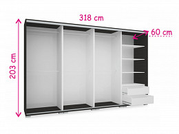 MRR-318 tükrös tolóajtós gardróbszekrény 318 cm
