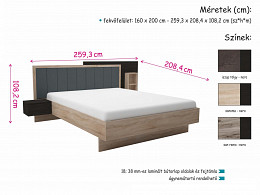 LSSB-160 ágykeret ágyráccsal éjjeliszekrénnyel polccal 160x200