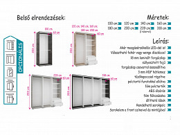 SND-200 tolóajtós gardróbszekrény 200 cm