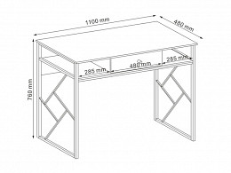 Fémvázas fiókos íróasztal, 110 cm