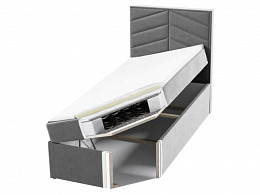 ST7 boxspring ágyneműtartós kárpitozott bonellrugós matracos ágy 90x200, jobbos