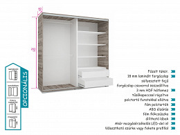 OEND-200 tolóajtós gardróbszekrény 200 cm
