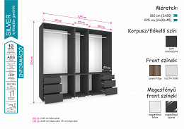 Silver 3 tükrös gardróbszekrény 225 cm