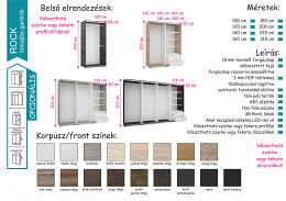 Rock tolóajtós gardróbszekrény 120 cm