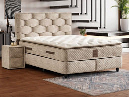 Arte ágyneműtartós kárpitozott boxspring franciaágy, 180x200