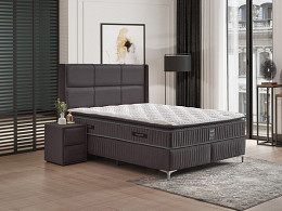 Bella ágyneműtartós kárpitozott boxspring franciaágy, 160x200