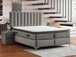 Parma ágyneműtartós kárpitozott boxspring franciaágy, 160x200