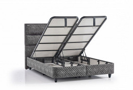 Vesta ágyneműtartós kárpitozott boxspring franciaágy, 180x200