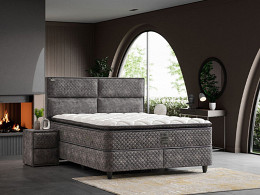 Vesta ágyneműtartós kárpitozott boxspring franciaágy, 180x200