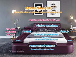 Palmas franciaágy rugós matraccal 180x200 fekvőfelülettel, balos
