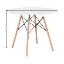 Gamin 2 étkezőasztal 90 cm, fehér - bükk